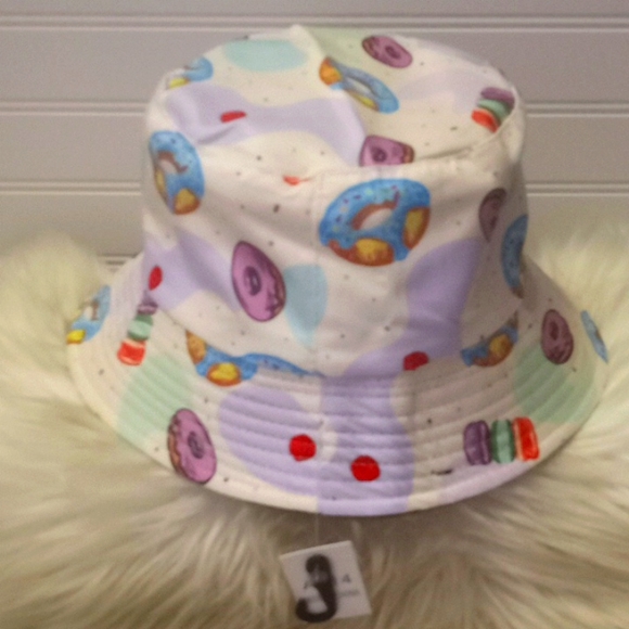 Donuts & Macaroons Multicolored Reversible Cotton Bucket Hat - Picture 5 of 11